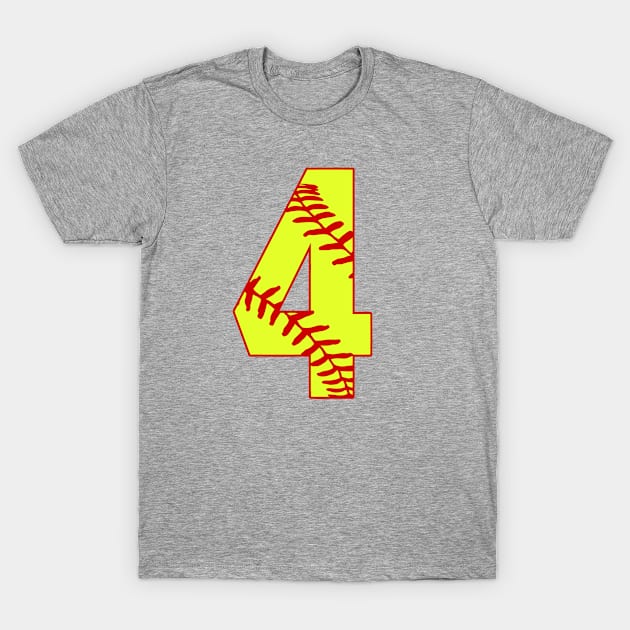 Fastpitch Softball Number 4 #4 Softball Shirt Jersey Uniform Favorite Player Biggest Fan T-Shirt by TeeCreations